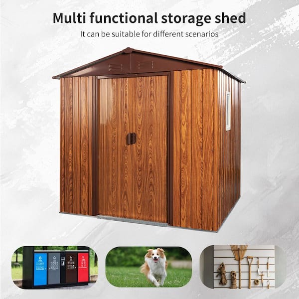IMAGACFUN Outdoor Storage Shed 6 ft. W x 6 ft. D Metal Shed with