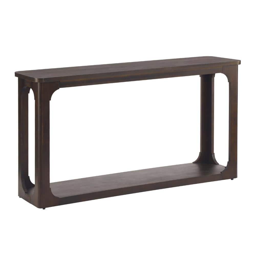 55" Espresso Console Table with Arch Cutouts, Solid Wood Legs, Wood Sofa Table for Entryway Living Room Hallway