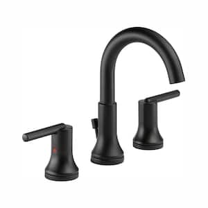 Trinsic 8 in. Widespread 2-Handle Bathroom Faucet with Metal Drain Assembly in Matte Black