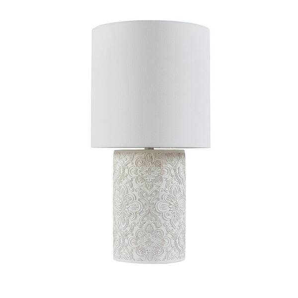 Keazile Sam 26 in. Ivory Resin Table Lamp with Cotton Shade