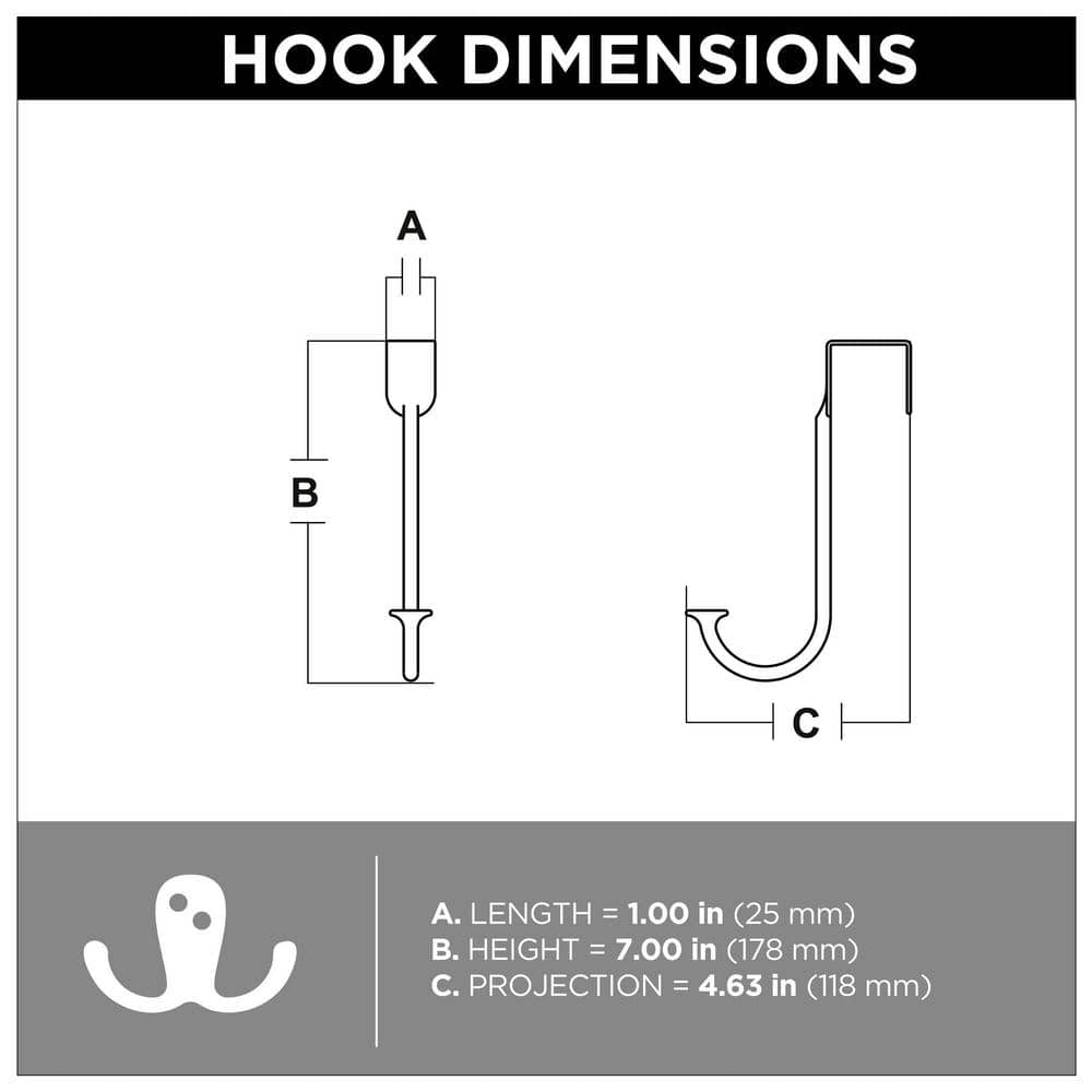 Satin Nickel Single Prong Ceramic Insert Over-the-Door Hook