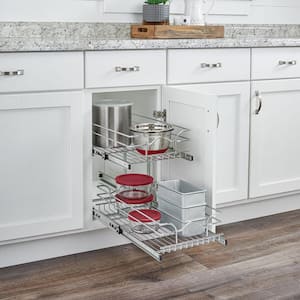 Chrome Kitchen Cabinet Pull Out Shelf Organizer, 9 x 18 In, 5WB2-0918CR-1