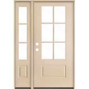 UINTAH Farmhouse 50 in. x 80 in. 6-Lite Right-Hand/Inswing Clear Glass Unfinished Fiberglass Prehung Front Door with LSL