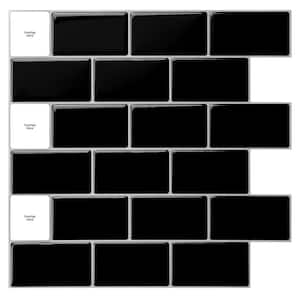 Subway Vinyl Tiles Black Peel and Stick Backsplash Wall Tiles 12 in. x 12 in. (8.2 sq. ft. /Box)
