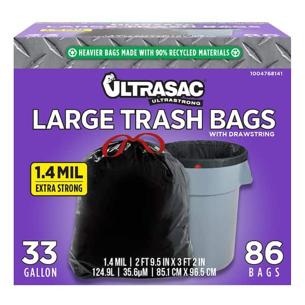 120 Large 33 Gallon Strong Commercial Trash Bag Heavy Garbage Yard TWIST TIE 