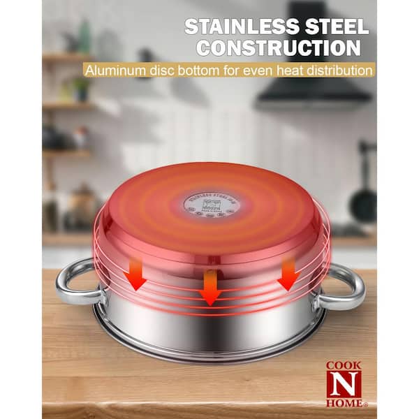  ZENFUN Stainless Steel Stockpot with Steamer Rack, 6 Quart Pot  With Glass Lid, Non-stick Soup Pot with Handles, Small Cooking Pot 6 Quart, Sauce  Pot, Induction Pot, Silver: Home & Kitchen
