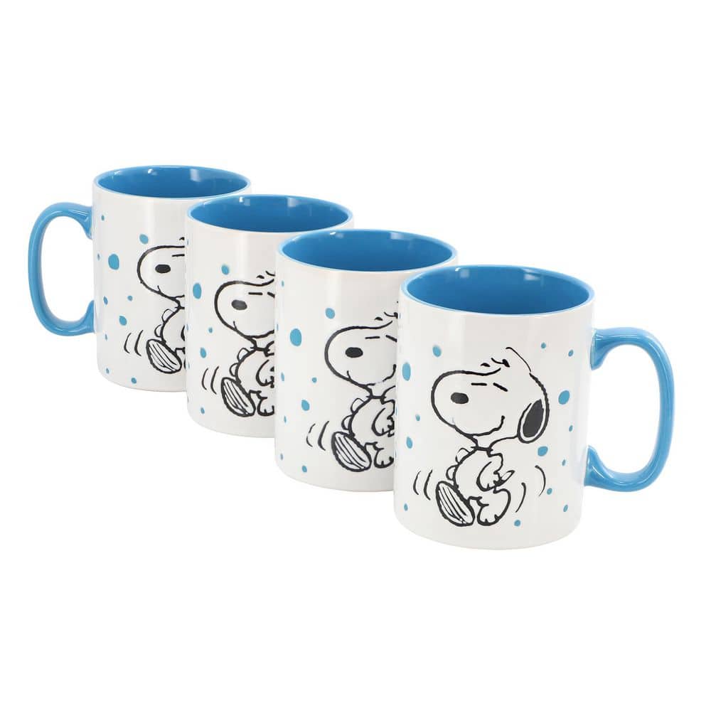 Peanuts Freckled Joy Snoopy 17 oz. Stoneware Mug Set in Blue