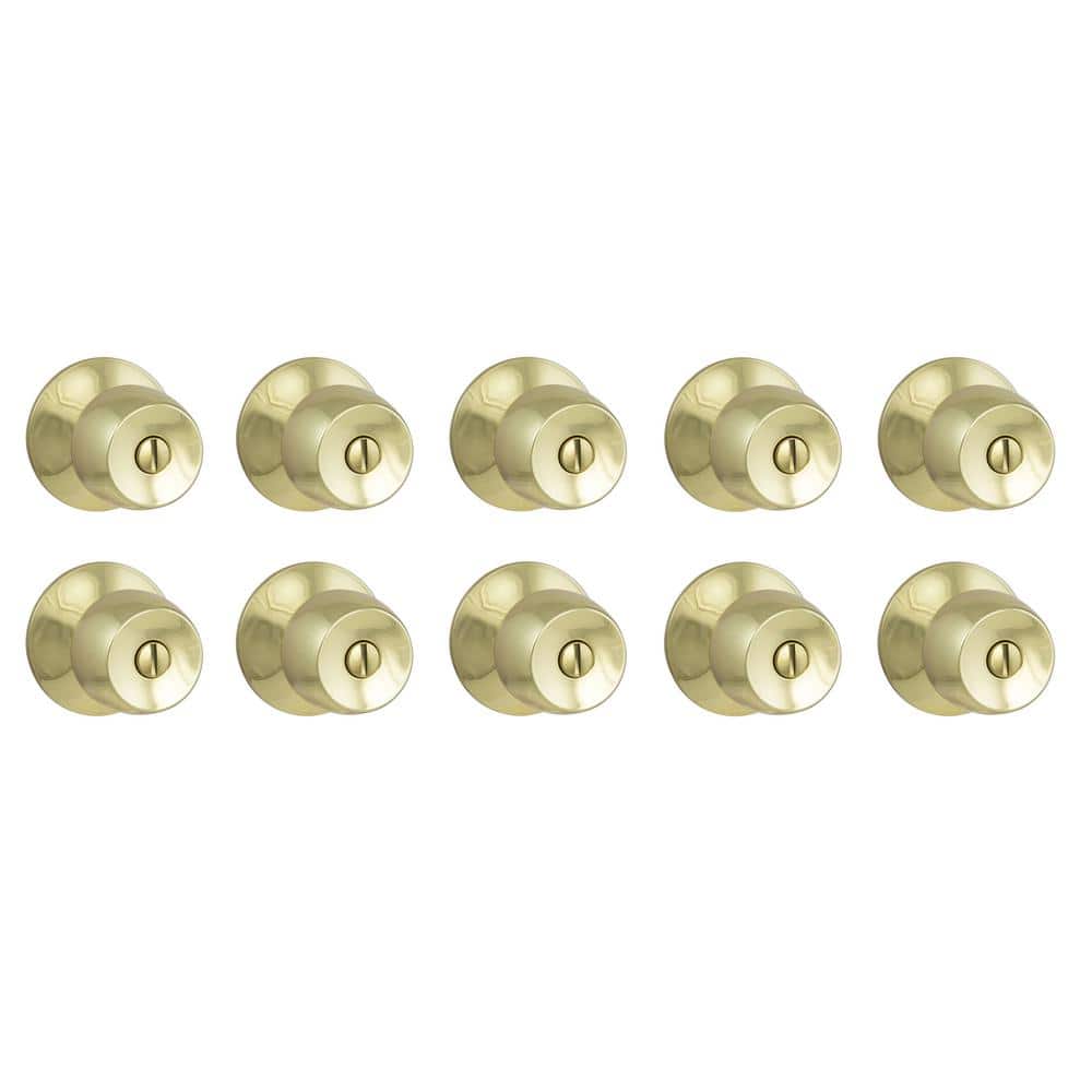 Brandywine Polished Brass Bed/Bath Door Knob (10-Pack)