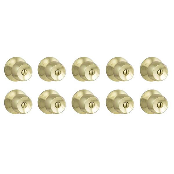 Defiant Brandywine Polished Brass Bed/Bath Door Knob (10-Pack)
