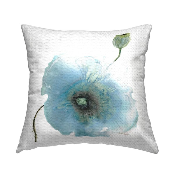 Stupell Industries Contemporary Blue Poppy Flower Blue Square Outdoor Throw Pillow