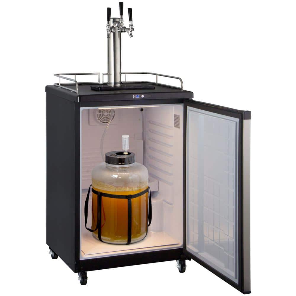 24" Stainless Steel Triple Tap Freestanding Kegerator with Adjustable Temperature