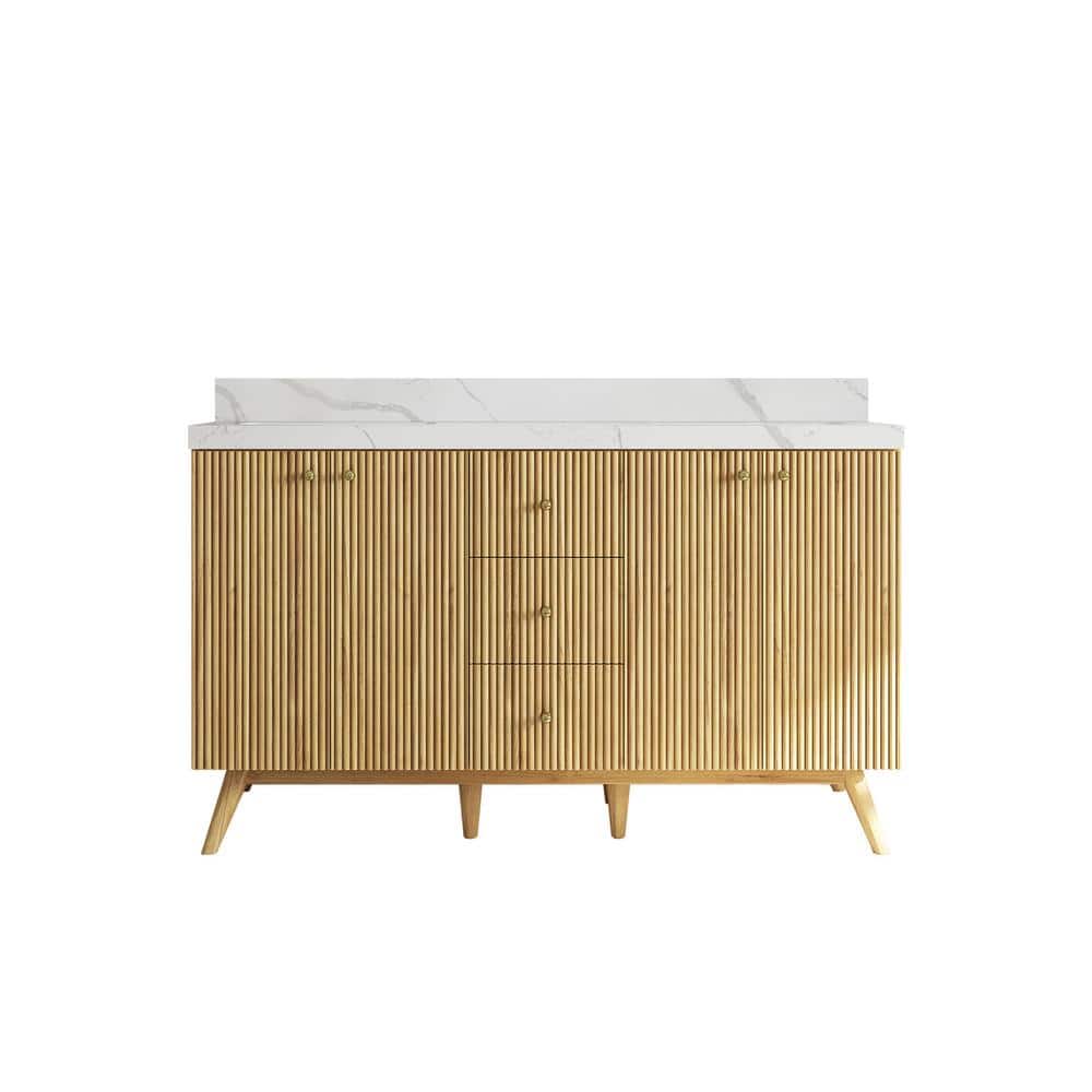 Willow Collections Pasadena Teak 60 in. W x 22 in. D x 36 in. H Double ...