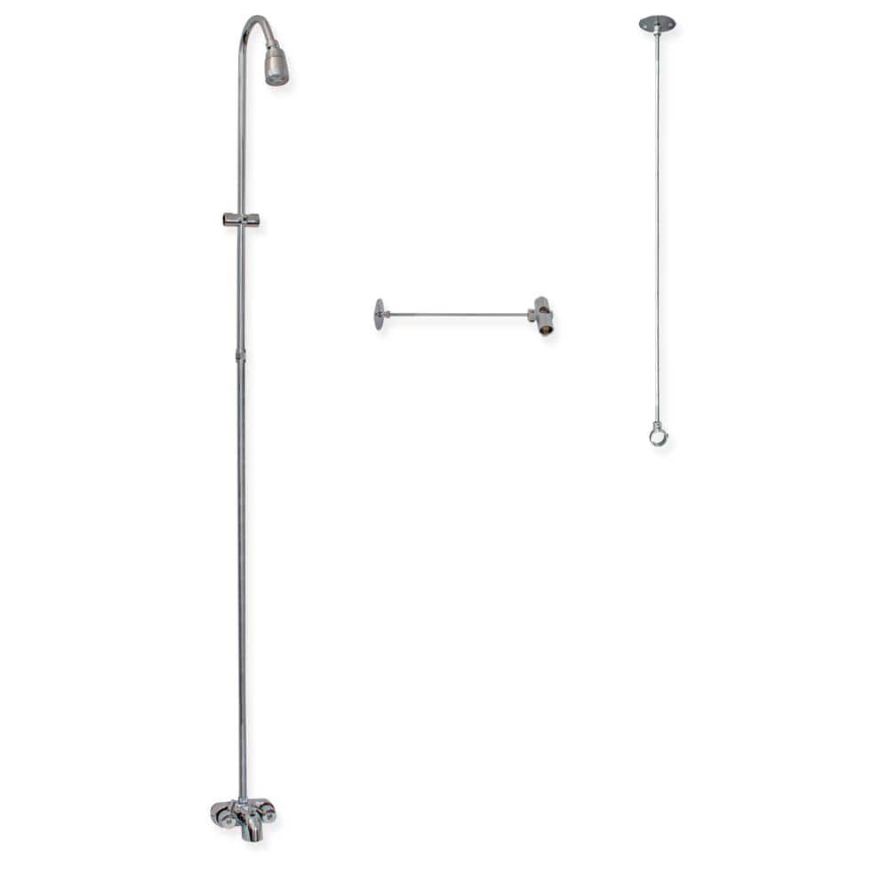 Chrome Freestanding Bathtub Shower Kit with Curtain Rod
