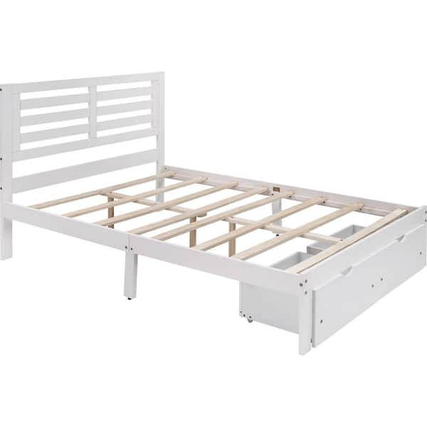 Wood Platform Bed, Platform Bed With Drawers No Headboard