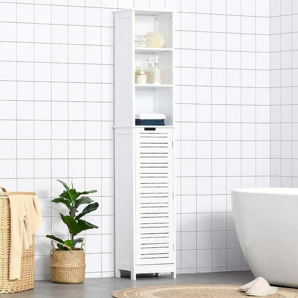 EVIDECO French home goods Miami 13.13 in. W x 10.4 in. D x 68 in. H Freestanding Cabinet Linen Tower in White