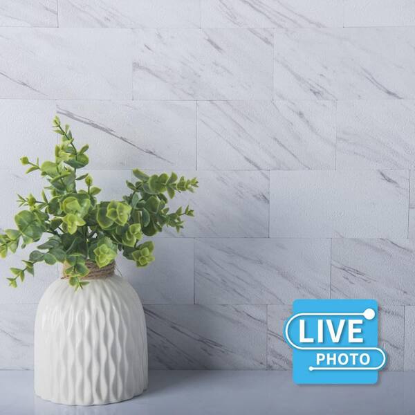 Art3d 102-Piece Peel and Stick Tile Backsplash for Kitchen Bathroom, 3in. × 6in. Stick on Subway Tile White Granite