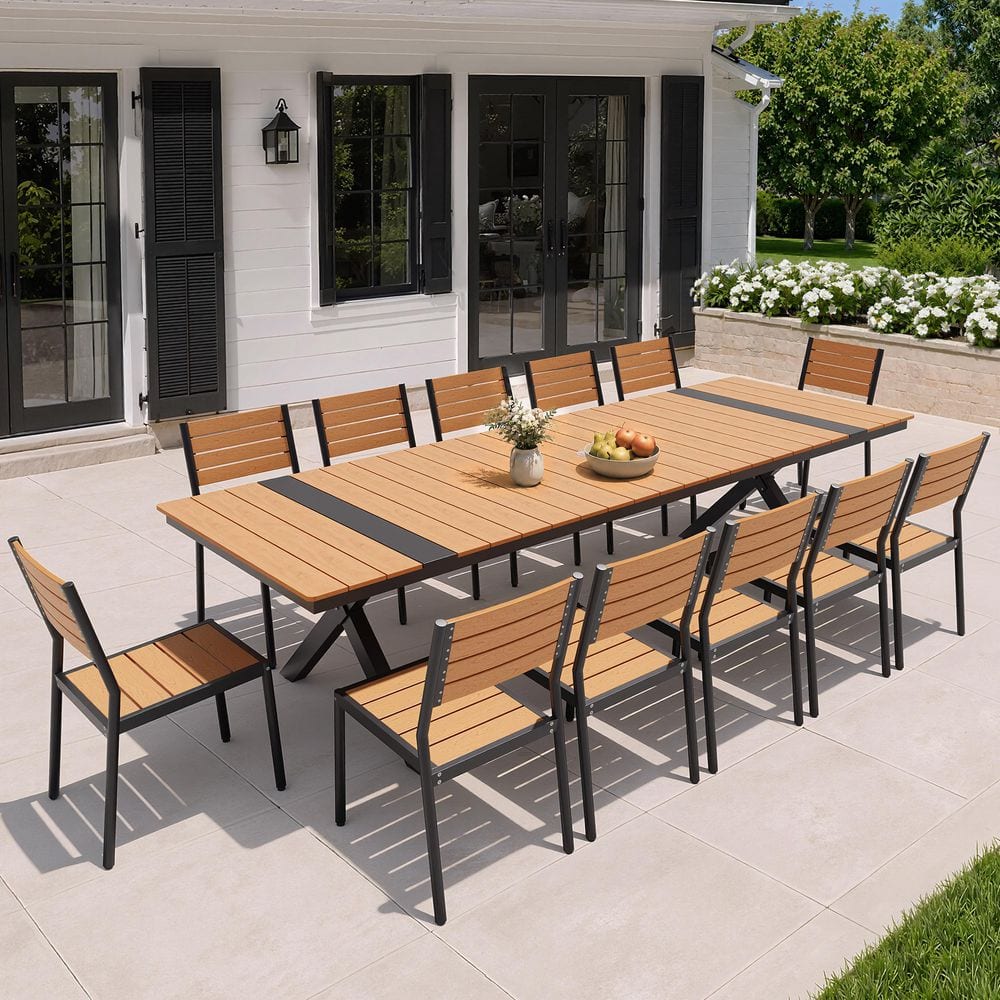 Crestlive Products 13-Piece Outdoor Dining Set Aluminum Table and