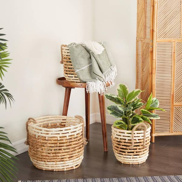 Set of 2 Contemporary Sea Grass Storage Baskets Brown - Olivia & May