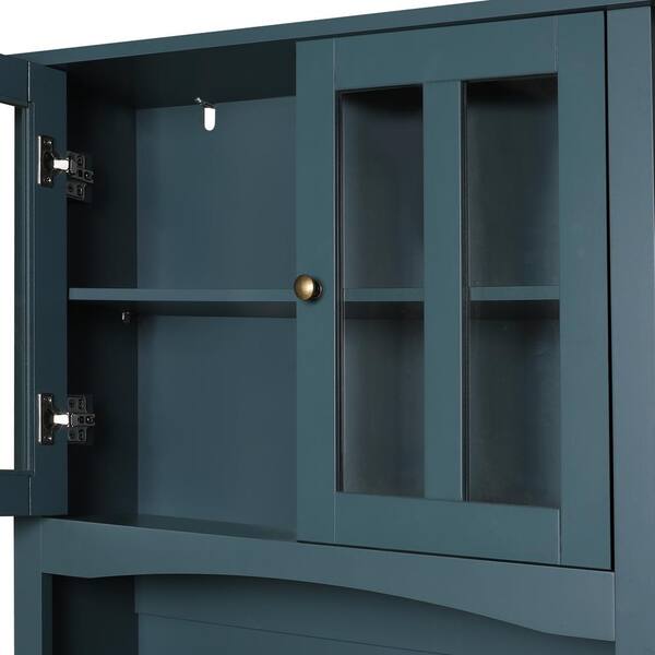 VEIKOUS Teal Blue Wood 31.5 in W Kitchen Pantry Cabinet Storage Hutch with  Adjustable Shelves, Buffet Cupboard & Microwave Stand HP0405-04BU-111 - The  Home Depot