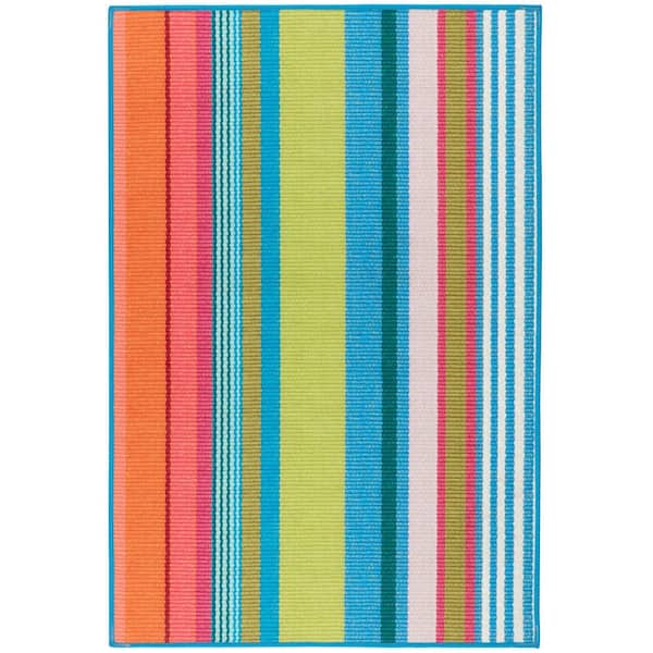 Mellie Stripe Machine Washable Multi 2.6 ft. x 8 ft. Indoor Area Rug