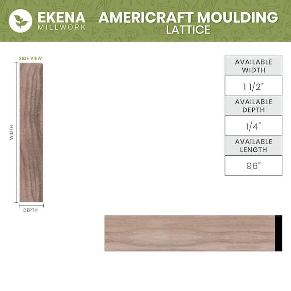 Ekena Millwork WM266 0.25 in. D x 1.5 in. W x 96 in. L Wood