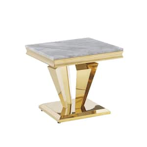 Crownie 23.5 in. L Gold Square Faux Marble End Table