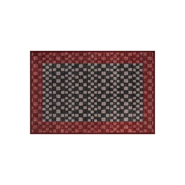 Checkerboard Panel Slate Machine Washable Polyester Non-Slip Backing 2 ft. x 3 ft. Gray Area Rug