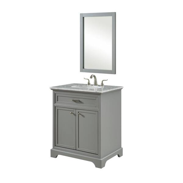 Unbranded Easton 30 in. Single Bath Vanity w/ 1 Shelf 2 Doors; Marble Top; Porcelain Sink; Light Grey