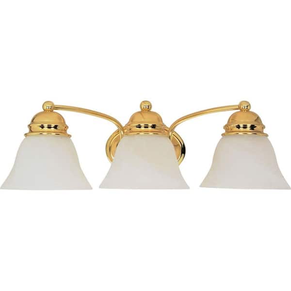 SATCO Empire 21 in. 3-Light Polished Brass Vanity Light with Alabaster Glass Shade