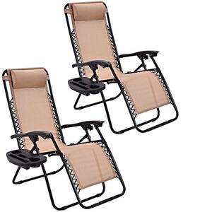 2-Pieces Folding Metal Outdoor Recliner Chair