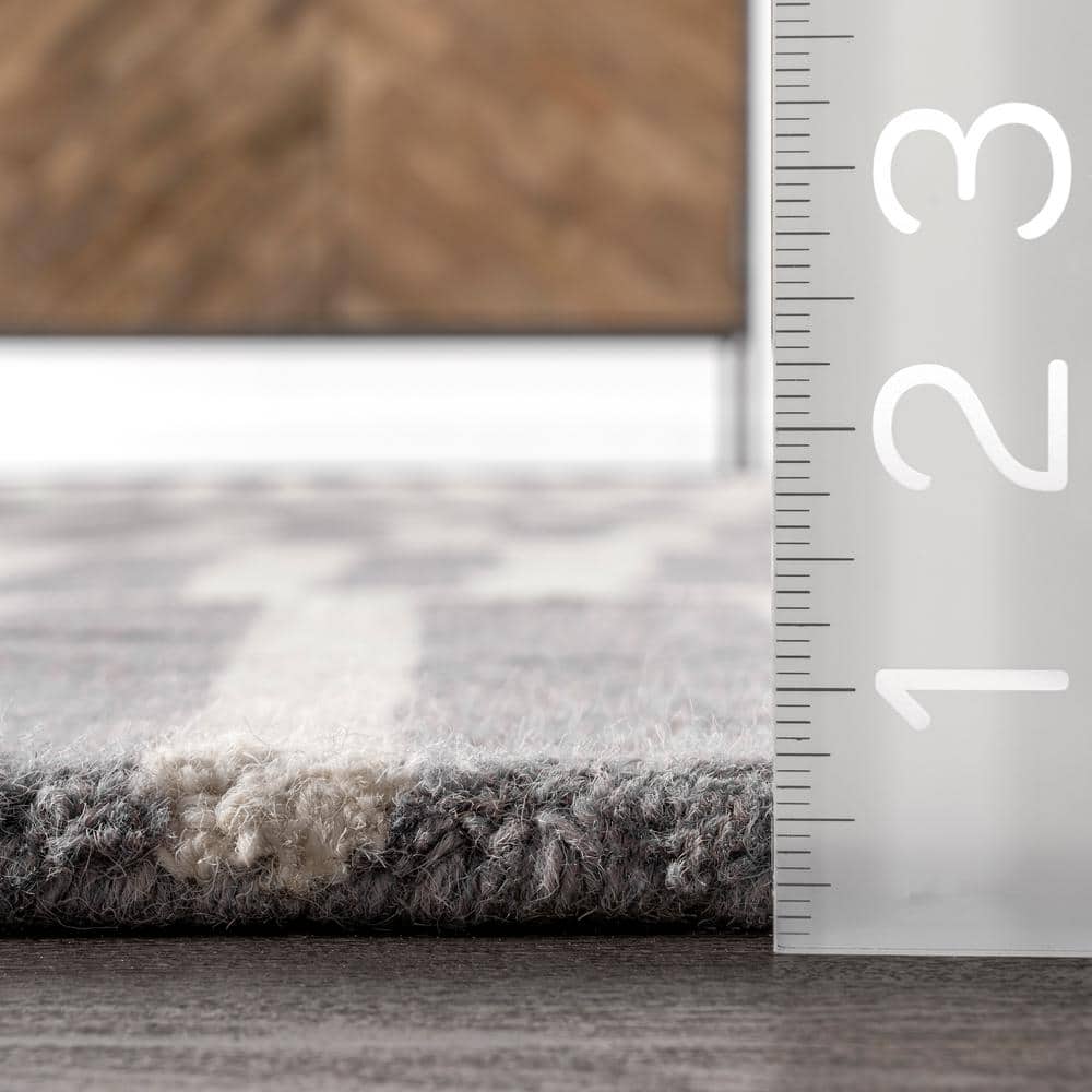 Gray Geometric Hand-Tufted Wool Rectangular Area Rug
