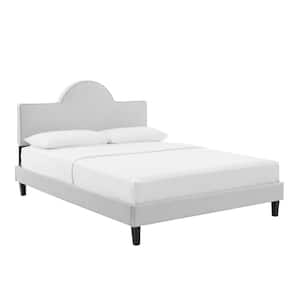 Soleil Performance Velvet Twin Bed in Light Gray