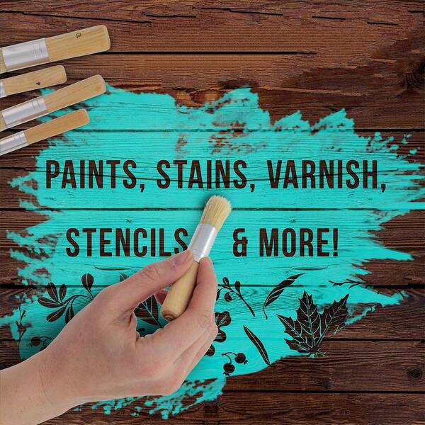 Chalk Brush, Stencil Brush for Wooden Furniture Home Decoration (Blue)