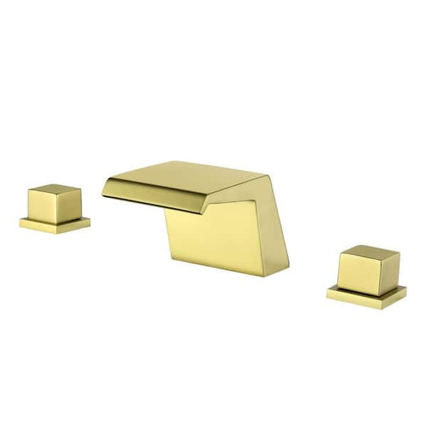 Zalerock Waterfall 8 in. Widespread 2-Handle Bathroom Faucet in Brushed Gold