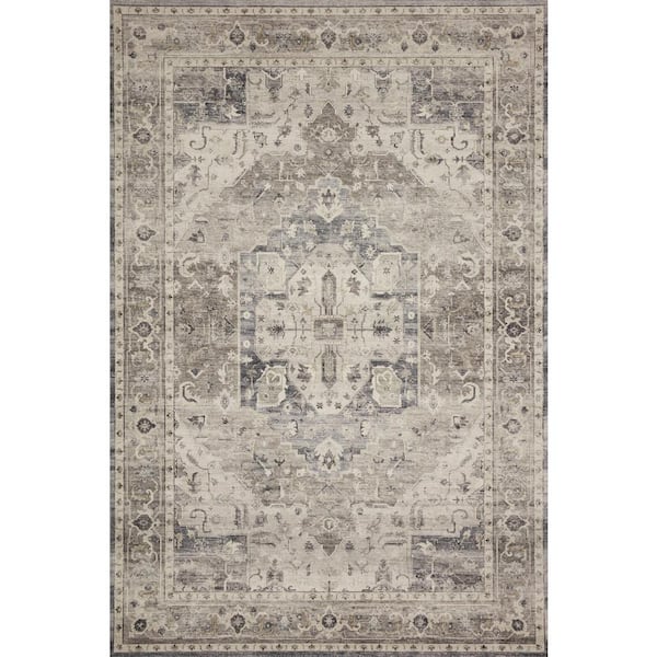 LOLOI II Hathaway Steel/Ivory 2 ft. x 5 ft. Traditional Distressed Printed Area Rug