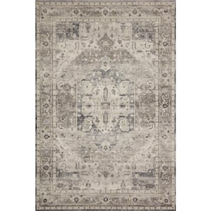 Hathaway Steel/Ivory 2 ft. 3 in. x 3 ft. 9 in. Traditional Distressed Printed Area Rug