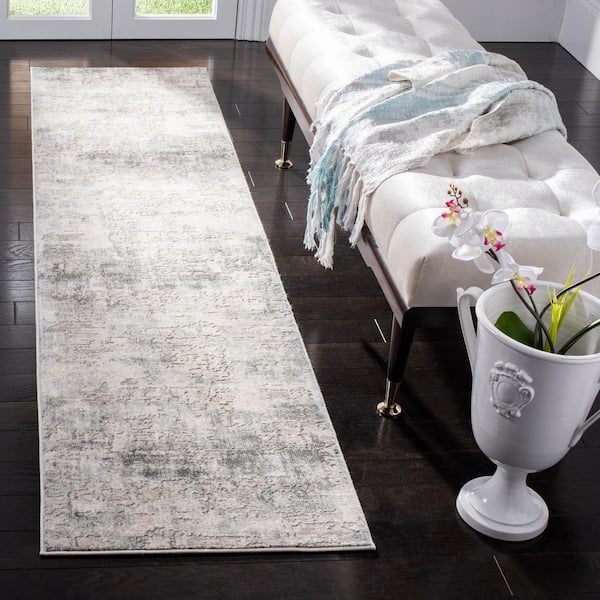 Vogue Beige/Charcoal 2 ft. x 10 ft. Gradient Distressed Runner Rug