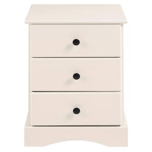 3 Drawer White Solid Wood Transitional Nightstand