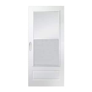100 Series Plus 36 in. x 80 in. White Universal High-View Self-Storing Aluminum Storm Door with White Hardware