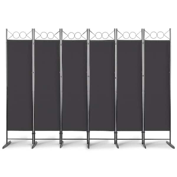 6FT 4-Fold Top With Shape 160g Polyester Cloth Plastic Feet Carbon Steel Frame Foldable Screen Black