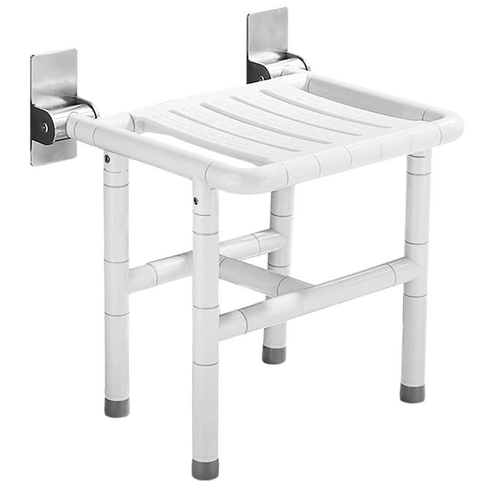 18.7 in. Drill-Free Wall Mounted Foldable Shower Seat in White, Fold Down Chair, Fixed-Height for Elderly Home Care price history on PriceWatchPro