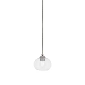 Clevelend 100-Watt 1-Light Graphite Pendant Mini Pendant Light with Clear Bubble Glass and Light Bulb Not Included