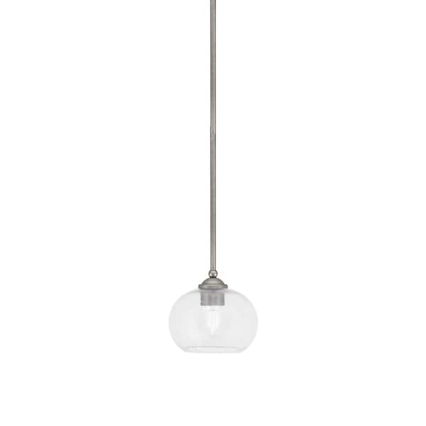 Clevelend 100-Watt 1-Light Graphite Pendant Mini Pendant Light with Clear Bubble Glass and Light Bulb Not Included