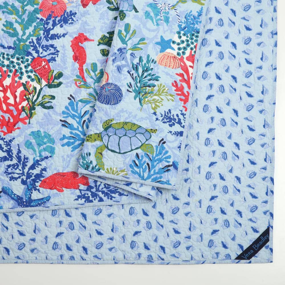 King Blue Cotton Nautical Pillow Sham with Graphic Detail