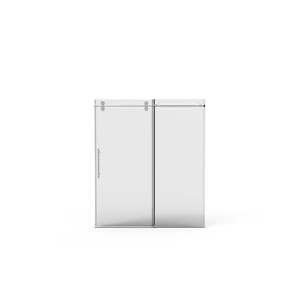 60 in. W x 70 in. H Sliding Frameless Shower Door in Chrome with Clear Double Side Easy Clean Coat Tempered Glass