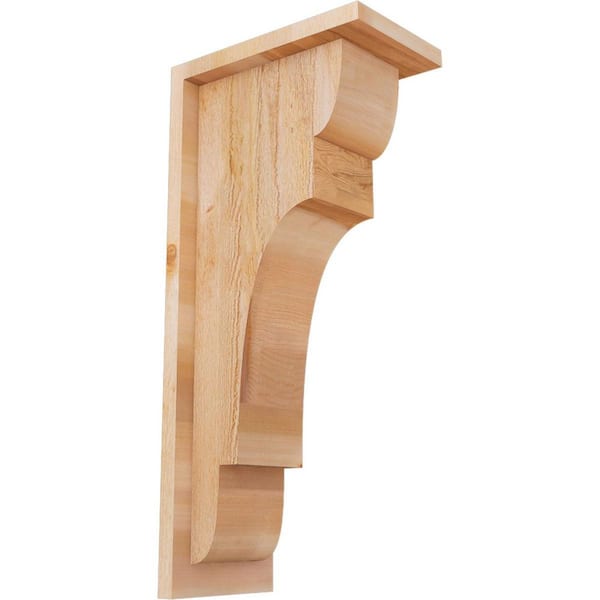 Ekena Millwork 6 in. x 10 in. x 22 in. Western Red Cedar New Brighton Rough Sawn Corbel with Backplate