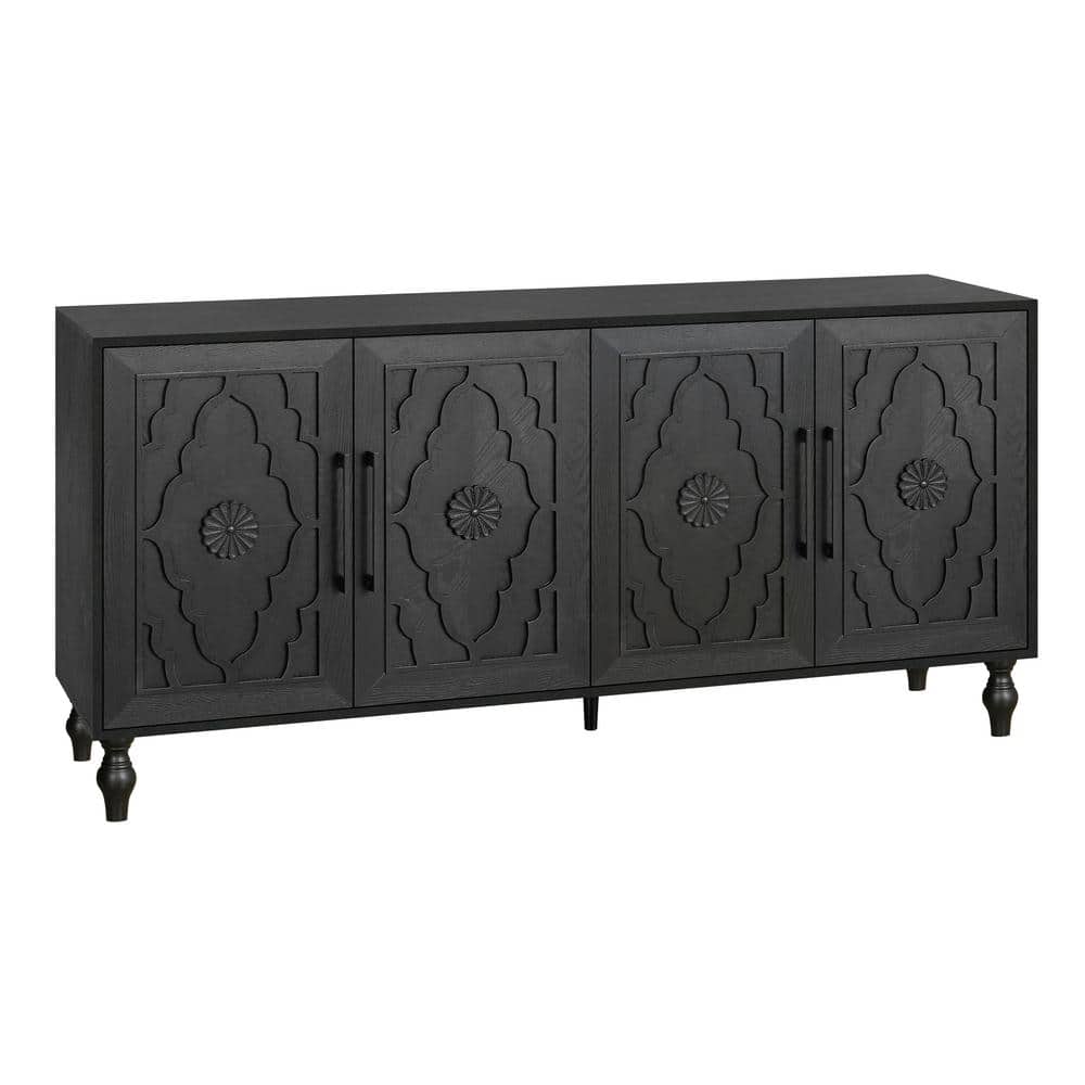 62.99 in. W x 15.75 in. D x 32.00 in. H Black Linen Cabinet with 4 Doors and Metal Handle price history on PriceWatchPro