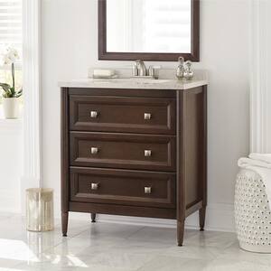 Whitley 31 in. W x 19 in. D x 37 in. H Single Sink Bath Vanity in Dusk with Corsica Engineered Solid Surface Top