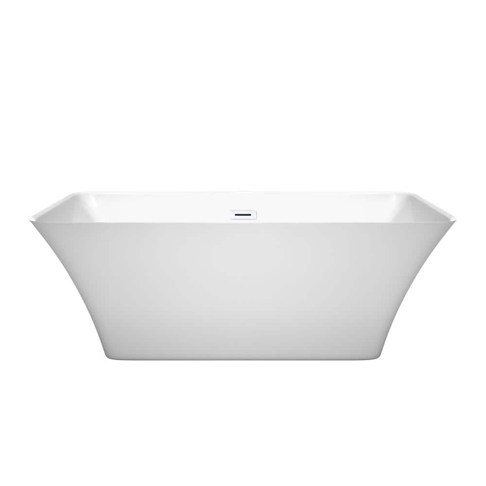 Tiffany 59" Shiny White Acrylic Freestanding Bathtub