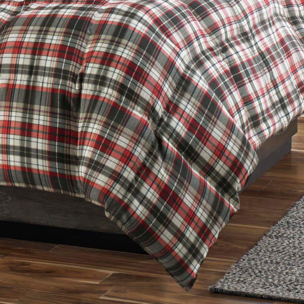 Astoria Red and Slate Plaid Cotton Comforter Set
